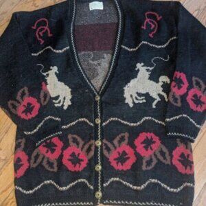 Vintage Rare Pendleton Cardigan Sweater with Cowboy Southwest L